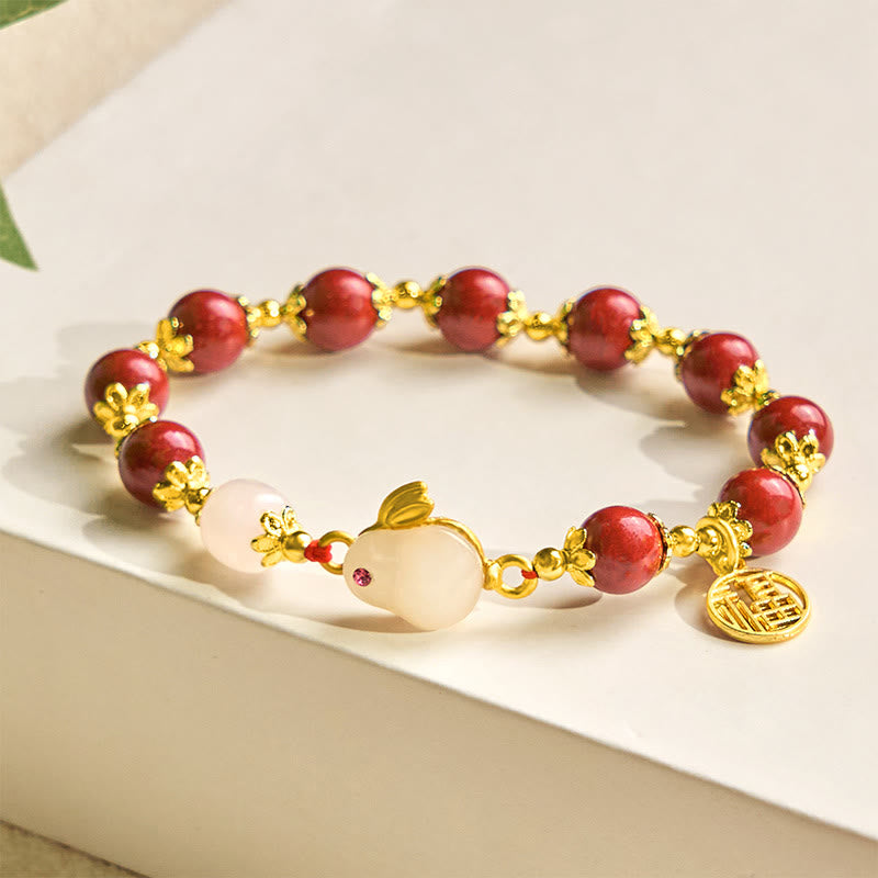 Buddha Stones Cinnabar schattig konijntje Bunny Fu karakter bedeltje Armband - image 2