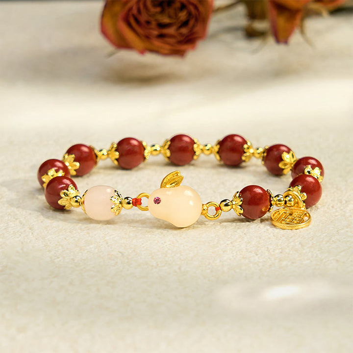 Buddha Stones Cinnabar schattig konijntje Bunny Fu karakter bedeltje Armband - image 1