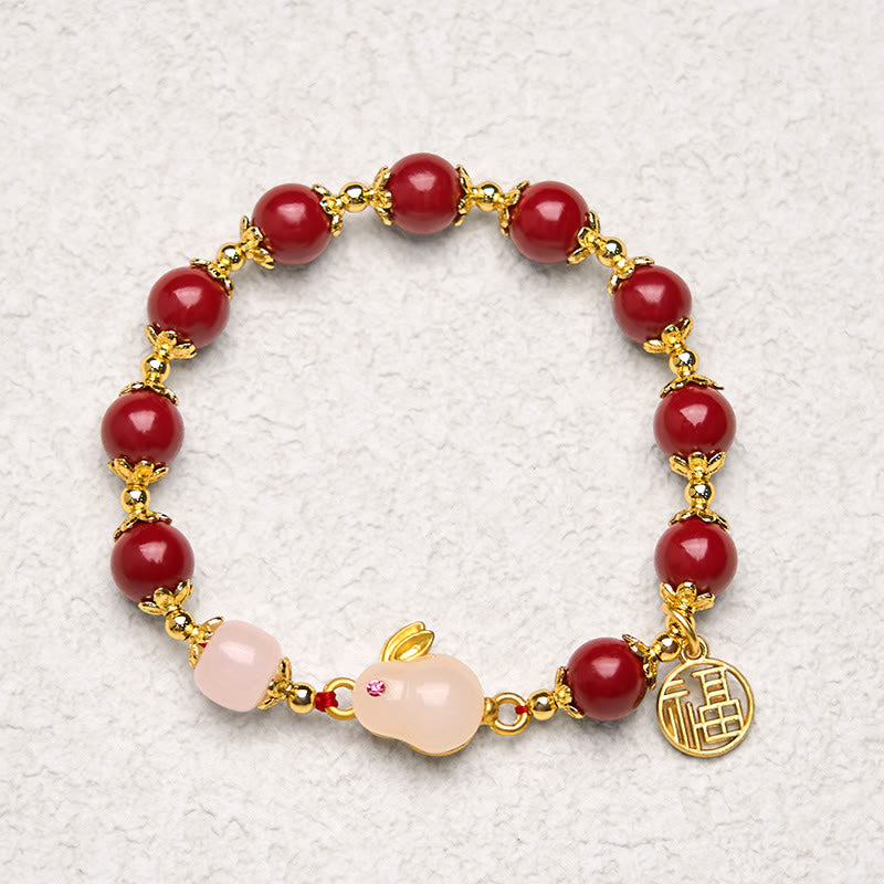 Buddha Stones Cinnabar schattig konijntje Bunny Fu karakter bedeltje Armband - image 5