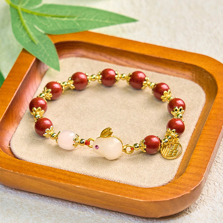Buddha Stones Cinnabar schattig konijntje Bunny Fu karakter bedeltje Armband - image 4
