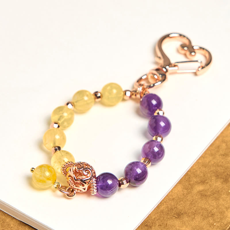 Buddha Stones Sleutelhanger met natuurlijke amethist-citrienkraal voor helende doeleinden. - Amethist Citrien - image 0