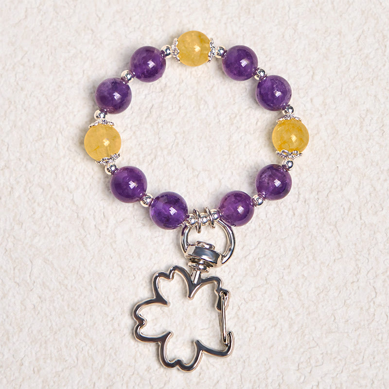Buddha Stones Natuurlijke amethist citrien sleutelhanger met positieve uitstraling, ideaal om aan een tas te hangen. - image 1