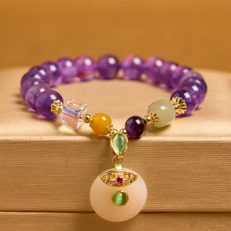 Buddha Stones Spirituele Armband met vredesgesp en natuurlijke amethist - image 1