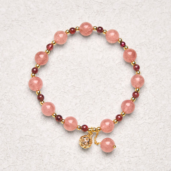 Buddha Stones Natuurlijke aardbeikwarts granaat helende Armband - image 4