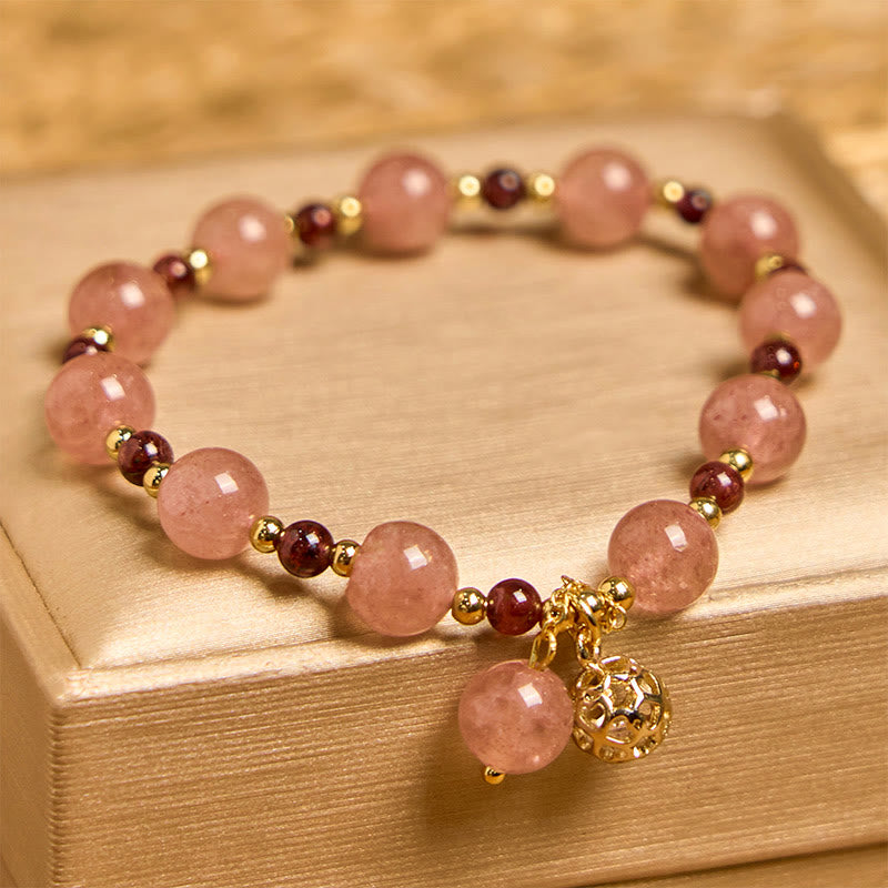Buddha Stones Natuurlijke aardbeikwarts granaat helende Armband - image 2