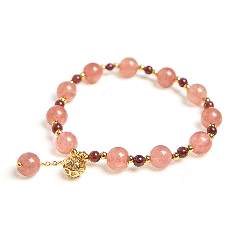 Buddha Stones Natuurlijke aardbeikwarts granaat helende Armband - image 5