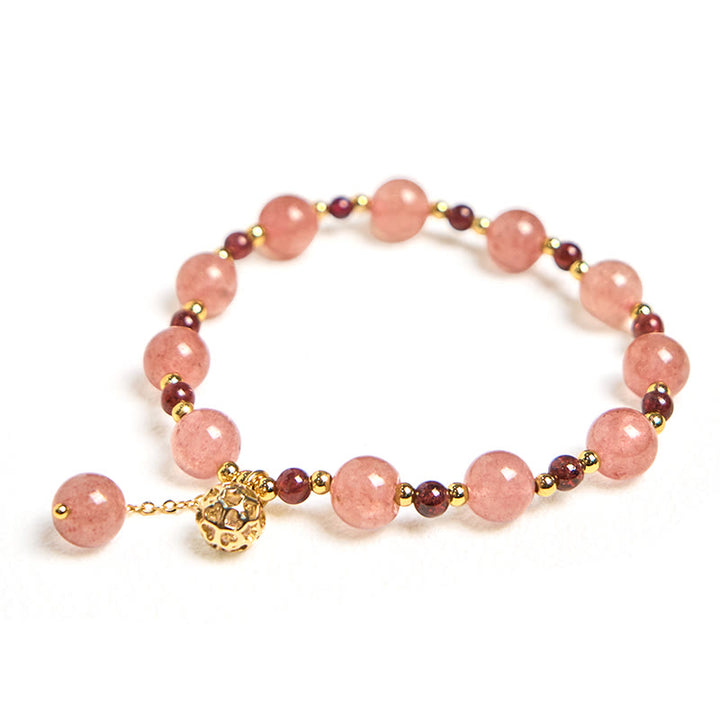 Buddha Stones Natuurlijke aardbeikwarts granaat helende Armband - image 5