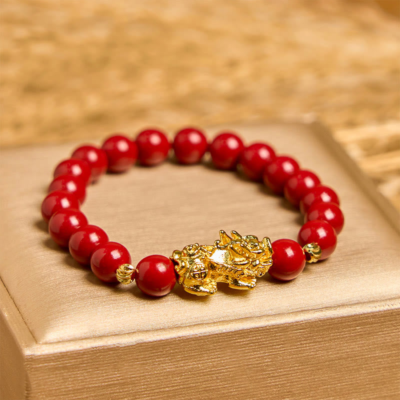Buddha Stones Cinnabar PiXiu Kalmte Armband - Cinnaber (Polsomtrek 14-16 cm) - image 0