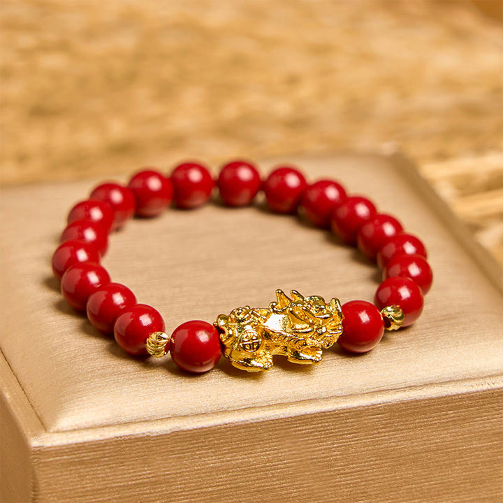 Buddha Stones Cinnabar PiXiu Kalmte Armband - Cinnaber (Polsomtrek 14-16 cm) - image 0