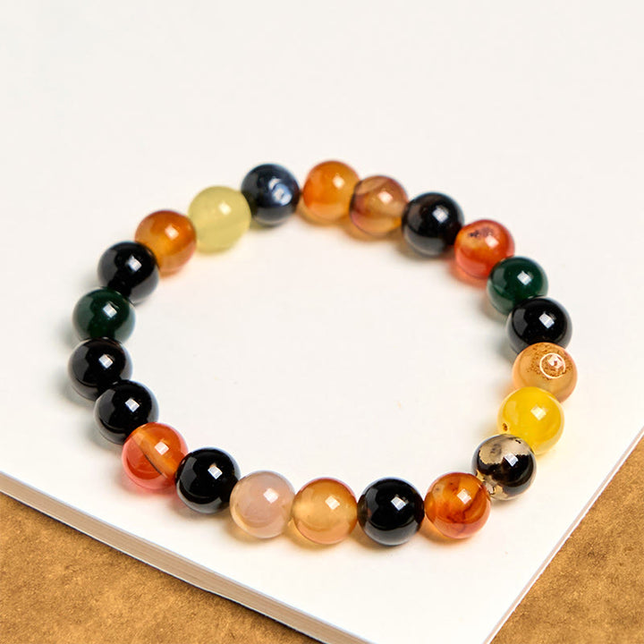 Buddha Stones Natuurlijke kleurrijke chalcedoon agaat harmonie Armband - image 3