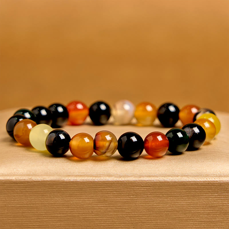 Buddha Stones Natuurlijke kleurrijke chalcedoon agaat harmonie Armband - image 1