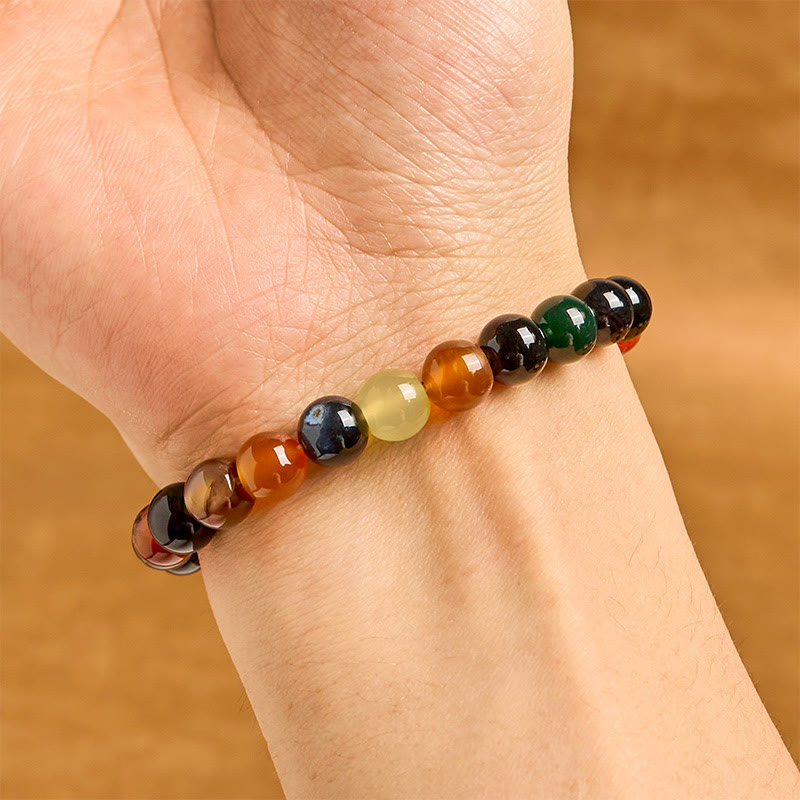 Buddha Stones Natuurlijke kleurrijke chalcedoon agaat harmonie Armband - image 2