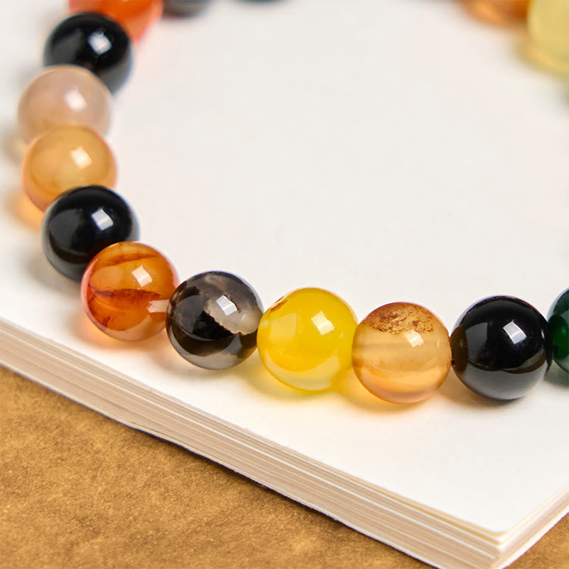 Buddha Stones Natuurlijke kleurrijke chalcedoon agaat harmonie Armband - image 4