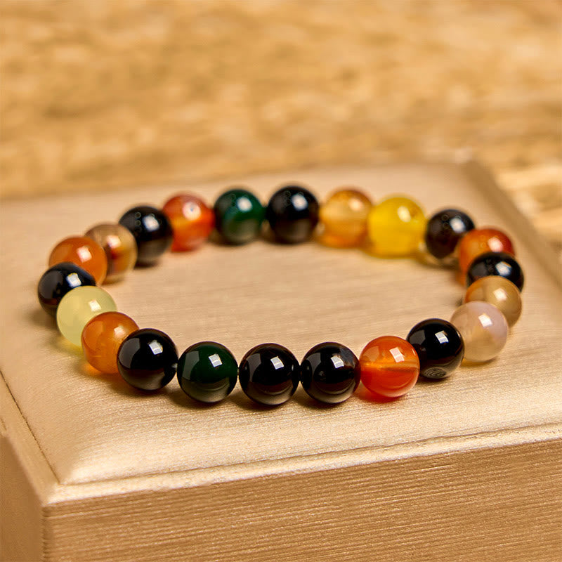 Buddha Stones Natuurlijke kleurrijke chalcedoon agaat harmonie Armband - 8mm(Polsomtrek 14-16 cm) - image 0