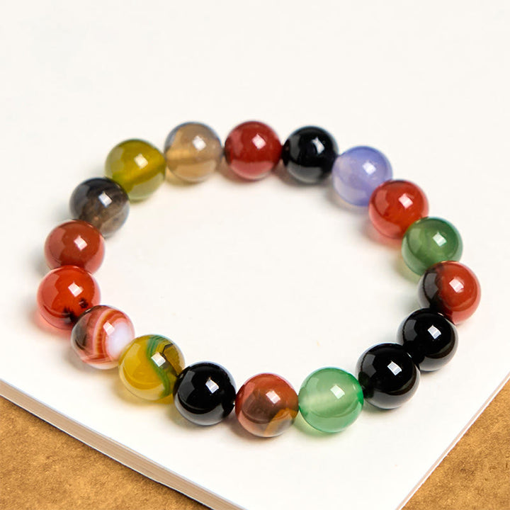 Buddha Stones Natuurlijke kleurrijke chalcedoon agaat harmonie Armband - image 11