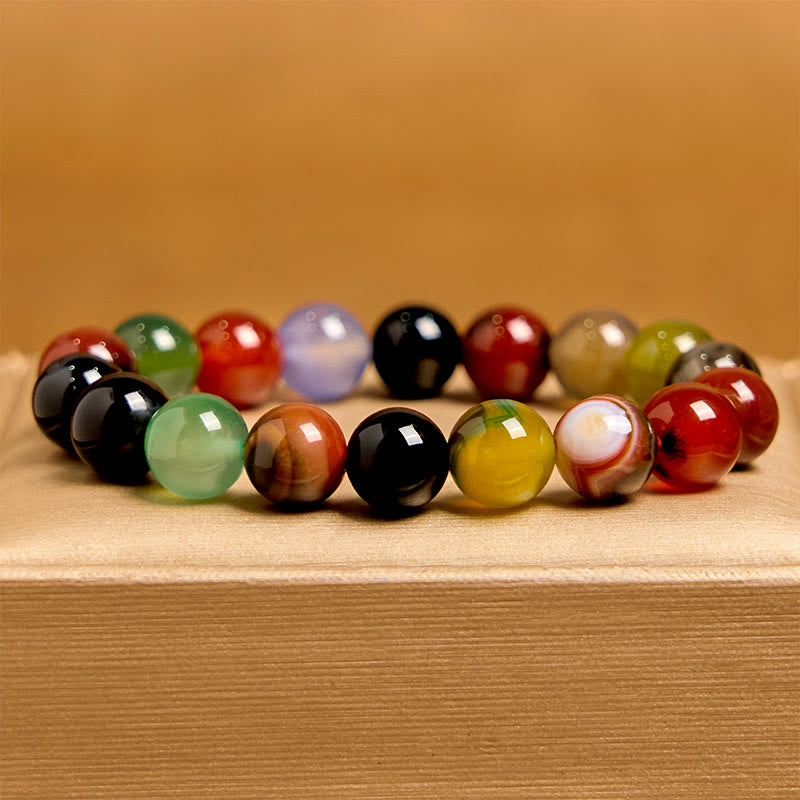 Buddha Stones Natuurlijke kleurrijke chalcedoon agaat harmonie Armband - image 9