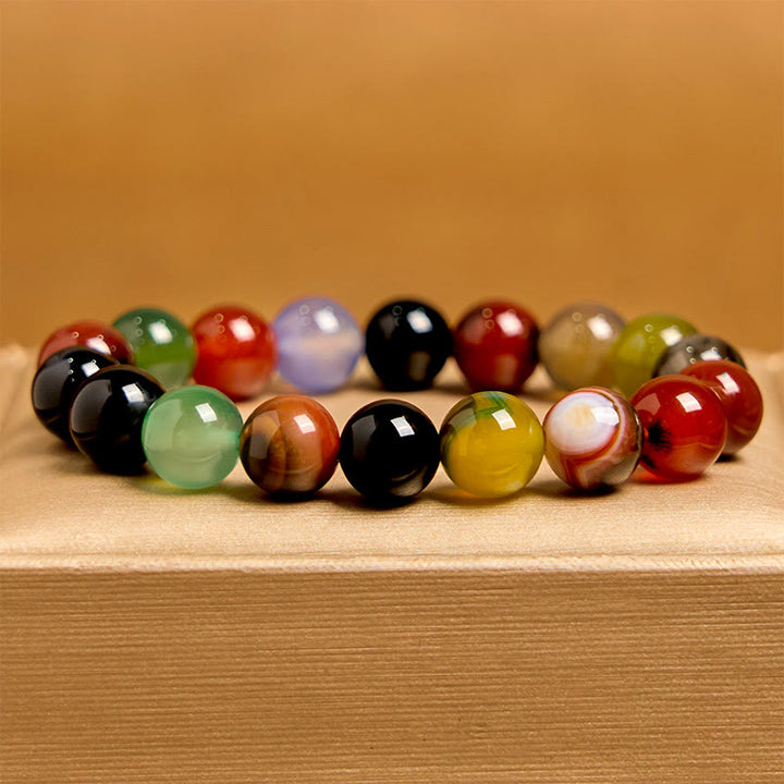 Buddha Stones Natuurlijke kleurrijke chalcedoon agaat harmonie Armband - image 9