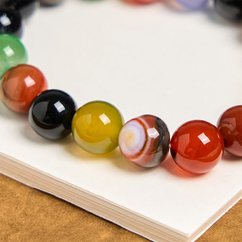 Buddha Stones Natuurlijke kleurrijke chalcedoon agaat harmonie Armband - image 12