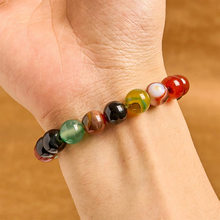 Buddha Stones Natuurlijke kleurrijke chalcedoon agaat harmonie Armband - image 10