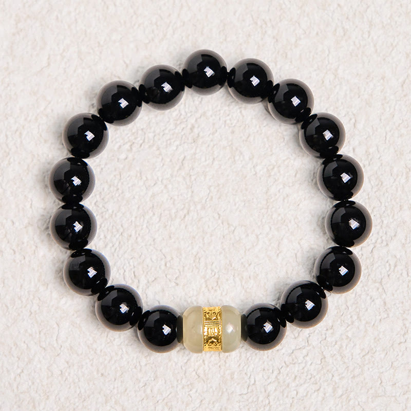 Buddha Stones Natuurlijke zwarte onyx jade Armband - image 5