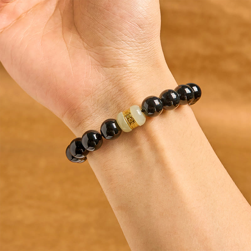 Buddha Stones Natuurlijke zwarte onyx jade Armband - image 4