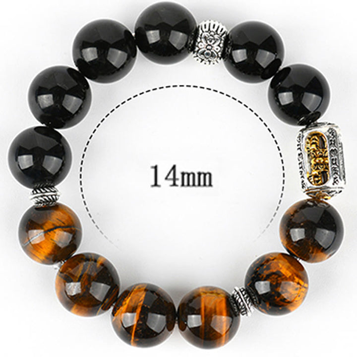 Buddha Stones Natuurlijke zilverglans obsidiaan tijgeroog Vajra Armband - image 7