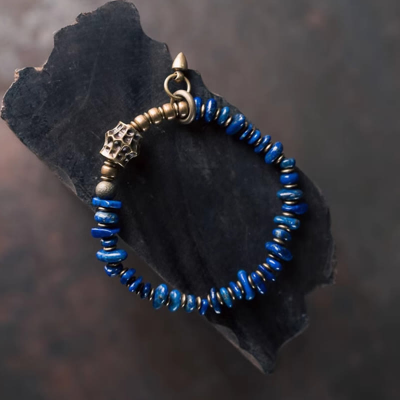 Buddha Stones Vintage Armband met onregelmatige vorm, gemaakt van lazuriet en lapis lazuli. - image 1