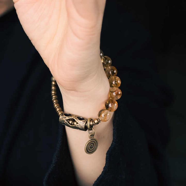 Buddha Stones Dagelijkse retro Armband met 10mm citrienkralen - image 13