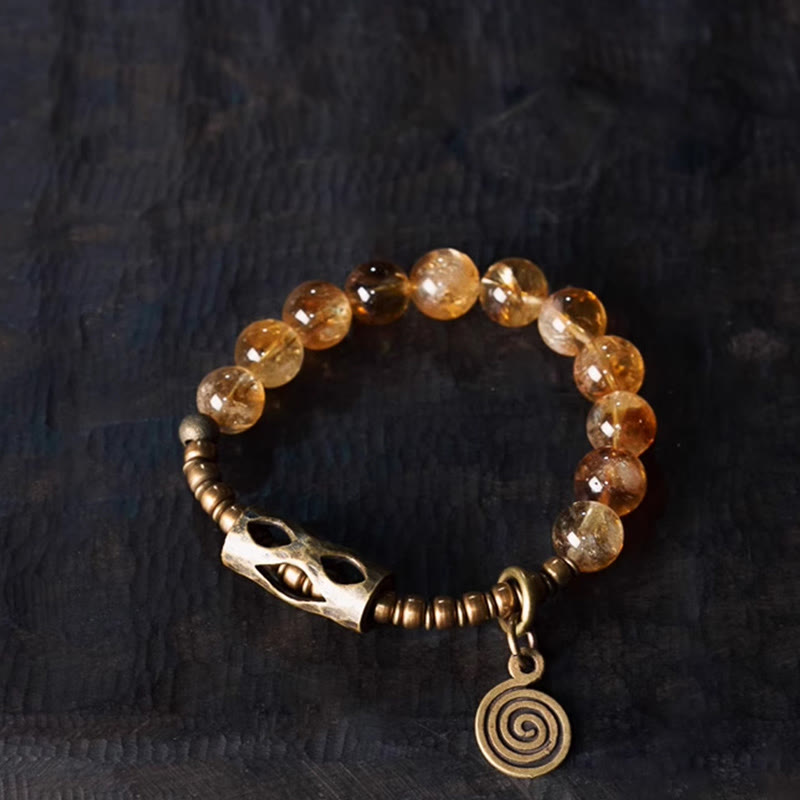 Buddha Stones Dagelijkse retro Armband met 10mm citrienkralen - image 2