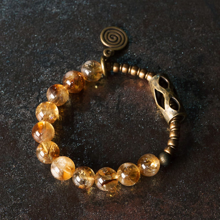 Buddha Stones Dagelijkse retro Armband met 10mm citrienkralen - image 1