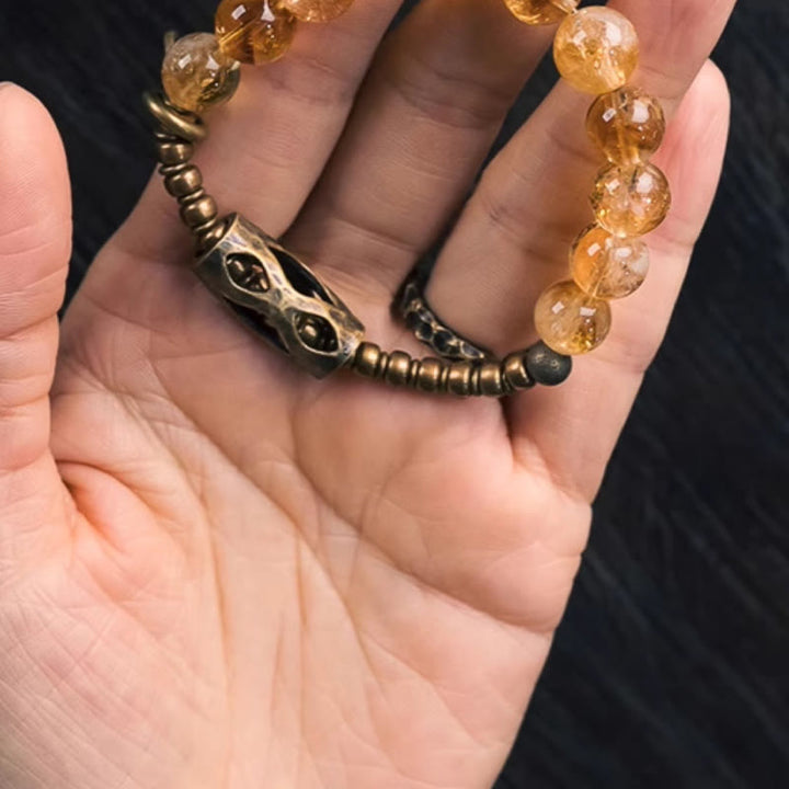 Buddha Stones Dagelijkse retro Armband met 10mm citrienkralen - image 12