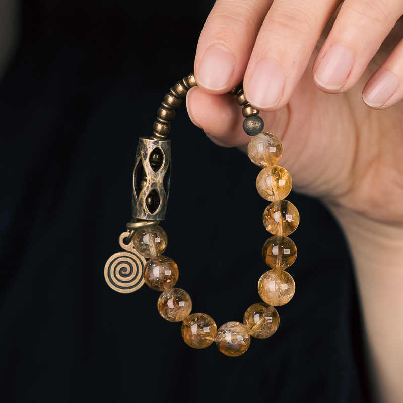 Buddha Stones Dagelijkse retro Armband met 10mm citrienkralen - image 10