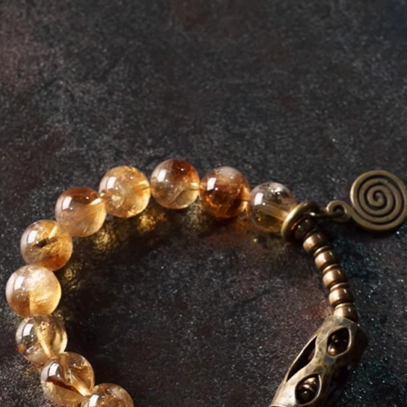 Buddha Stones Dagelijkse retro Armband met 10mm citrienkralen - image 8