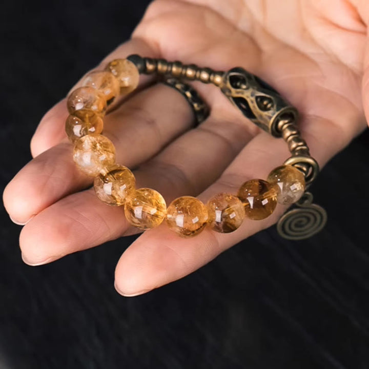 Buddha Stones Dagelijkse retro Armband met 10mm citrienkralen - image 11