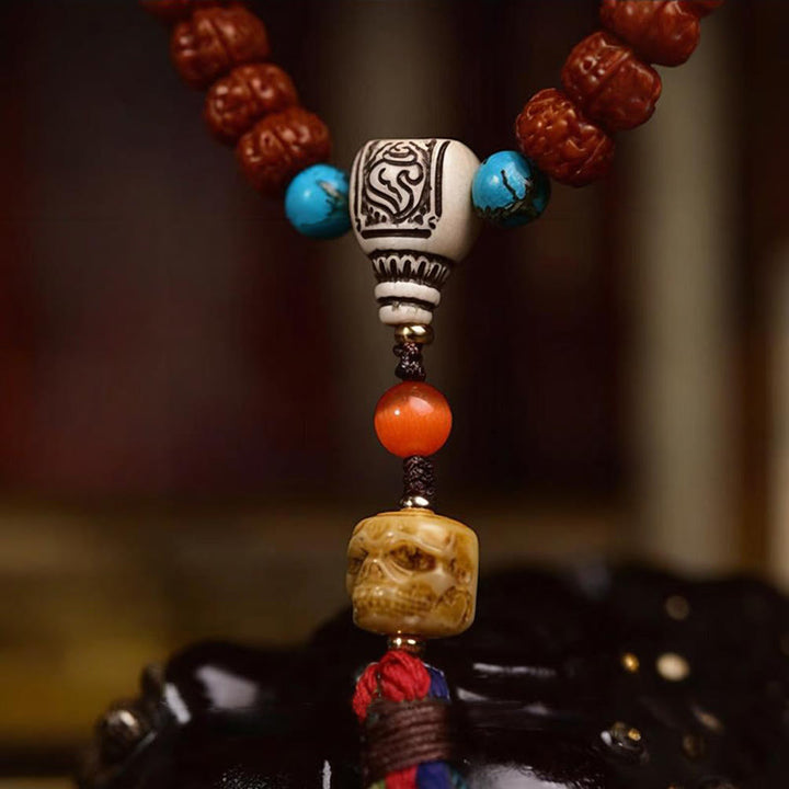 Buddha Stones 108 kralen Rudraksha Bodhizaad Kwastje Mala - image 6