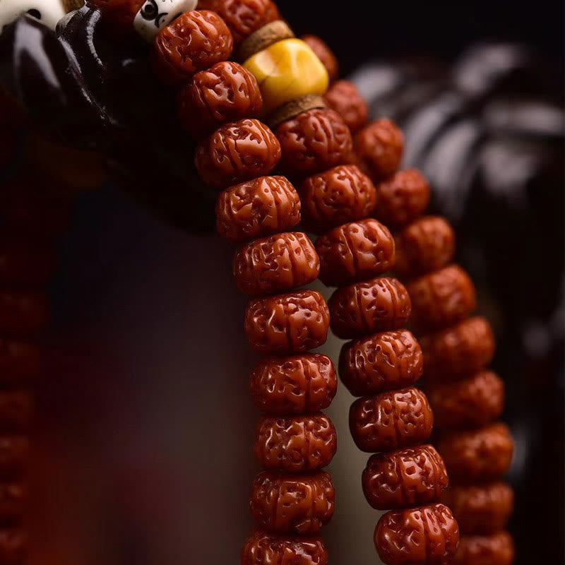 Buddha Stones 108 kralen Rudraksha Bodhizaad Kwastje Mala - image 4
