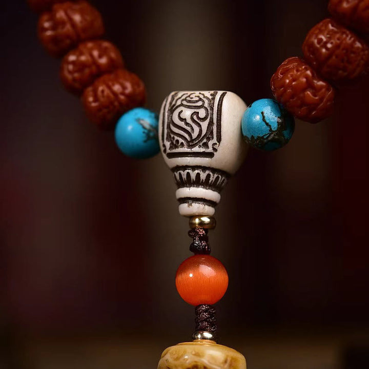 Buddha Stones 108 kralen Rudraksha Bodhizaad Kwastje Mala - image 5