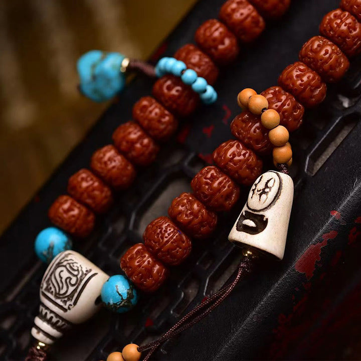 Buddha Stones 108 kralen Rudraksha Bodhizaad Kwastje Mala - image 3