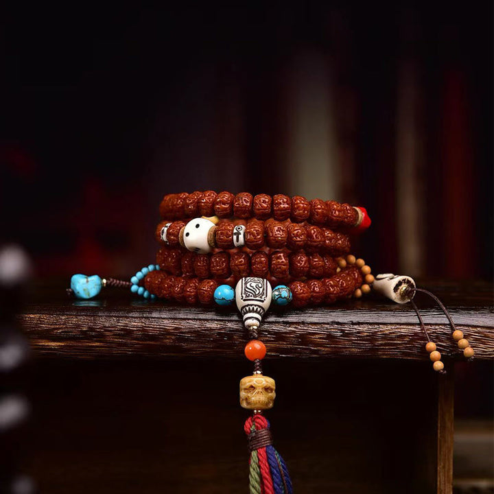 Buddha Stones 108 kralen Rudraksha Bodhizaad Kwastje Mala - image 2