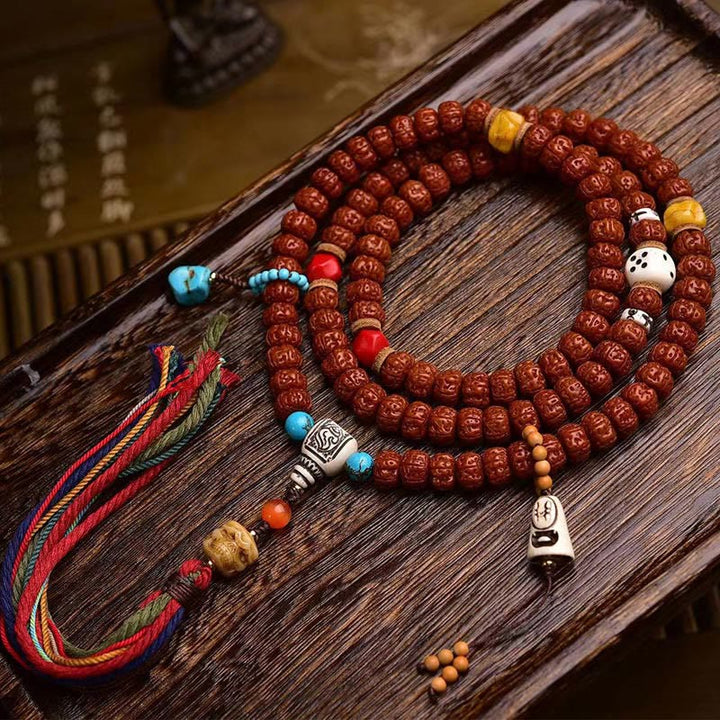 Buddha Stones 108 kralen Rudraksha Bodhizaad Kwastje Mala - 108 Bodhi-zaden - image 0