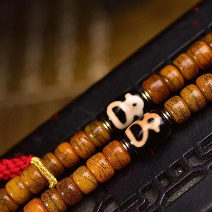 Buddha Stones Tibetaanse Mala met 108 kralen en kwastje van kameelbot - image 2
