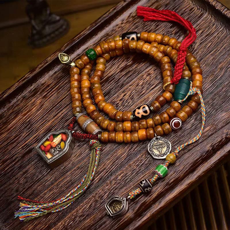 Buddha Stones Tibetaanse Mala met 108 kralen en kwastje van kameelbot - Kameelbot - image 0
