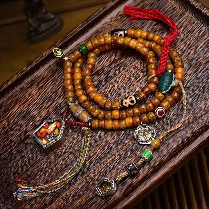 Buddha Stones Tibetaanse Mala met 108 kralen en kwastje van kameelbot - Kameelbot - image 0