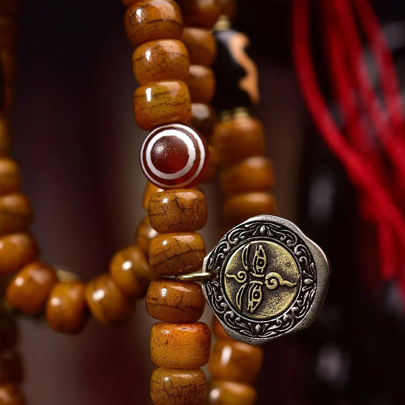 Buddha Stones Tibetaanse Mala met 108 kralen en kwastje van kameelbot - image 3