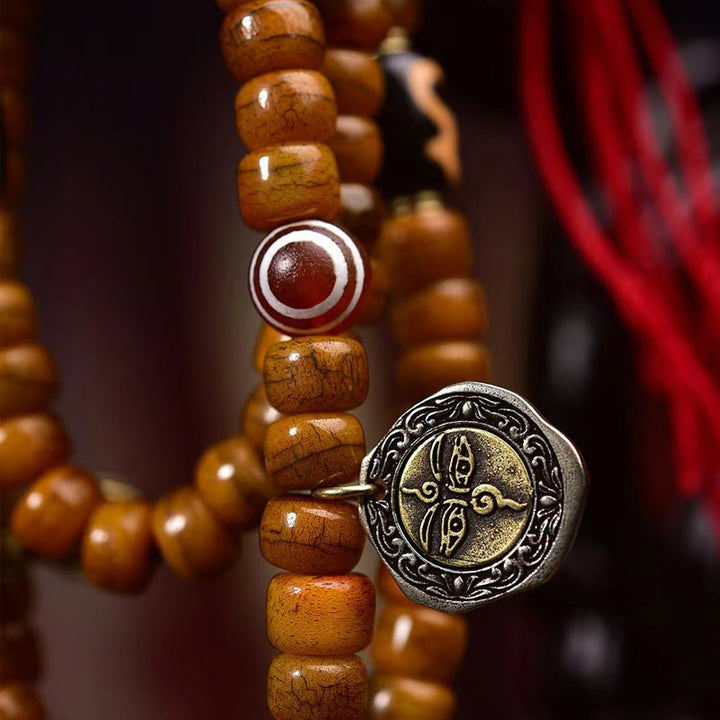 Buddha Stones Tibetaanse Mala met 108 kralen en kwastje van kameelbot - image 3