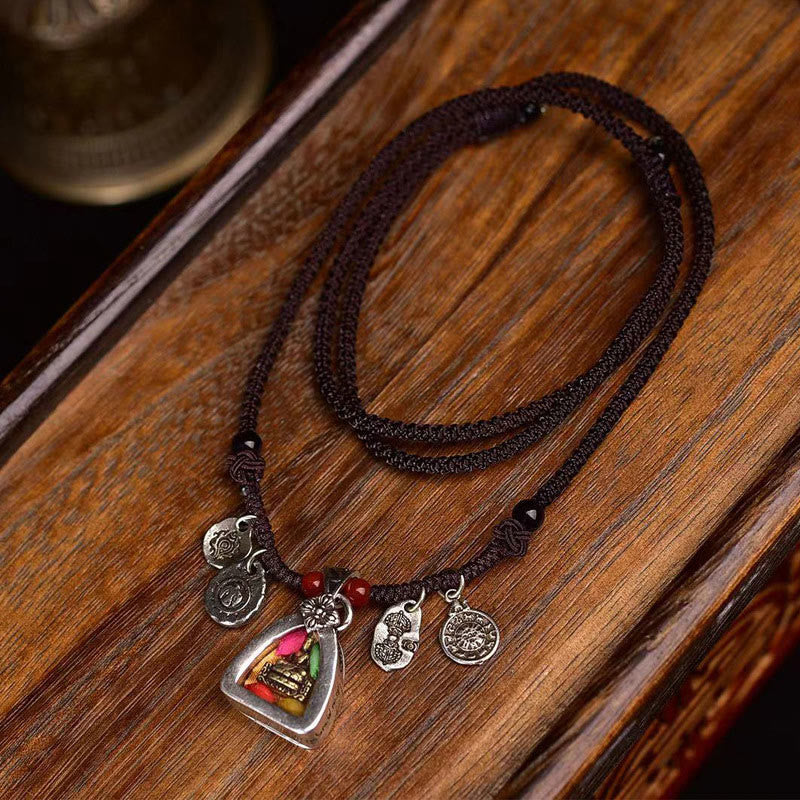 Buddha Stones Ketting met gevlochten touw en symbool van Tibetaanse geneeskunde, Boeddha en mededogen. - Medicijn Boeddha - image 0