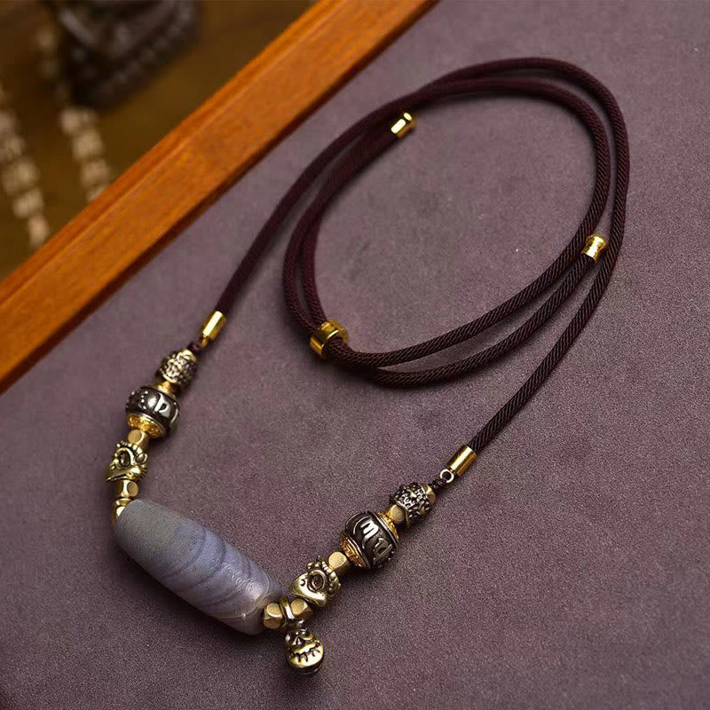 Buddha Stones Tibetaanse Dzi-kraal Om Mani Padme Hum beschermende Ketting - Dzi-kraal - image 0