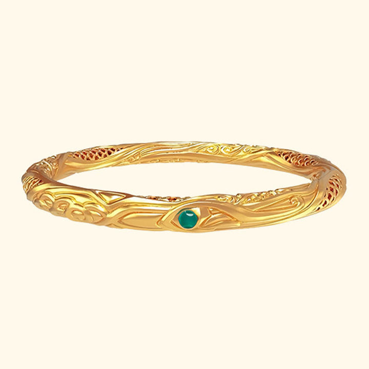 Buddha Stones Bangle-armband met gouden bloemmotief en holle vorm, 999 sterling zilver - image 8