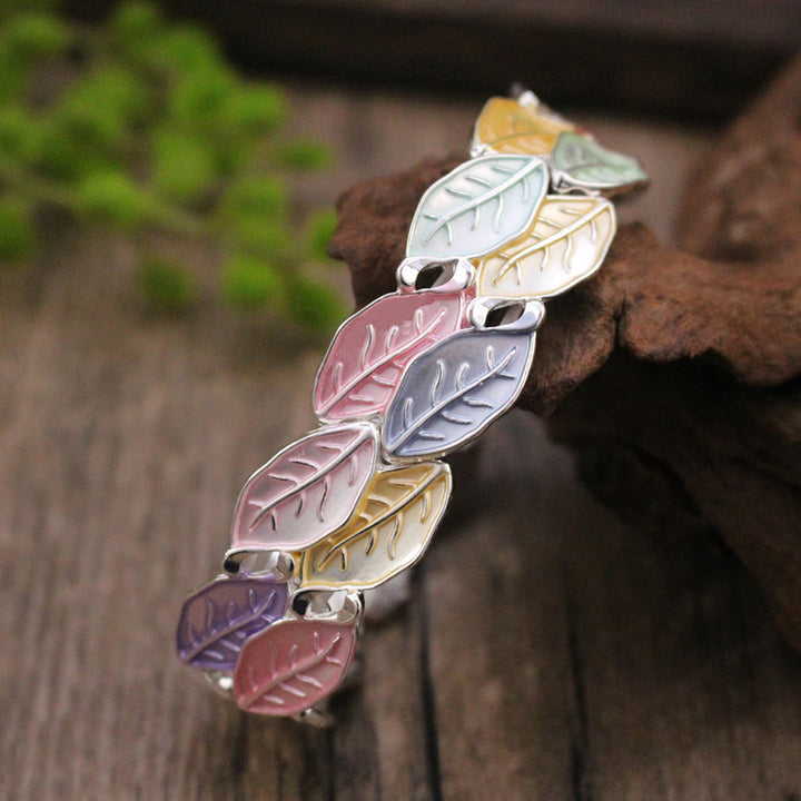 Buddha Stones Kleurrijke bladeren, legering, geluk, elastische Bangle-armband - 57 mm - image 0