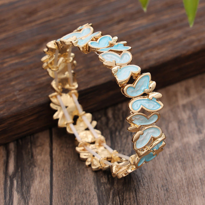 Buddha Stones Kleurrijke vlinder Bangle-armband van legering, elastisch - Blauwe vlinder 60 mm - image 7